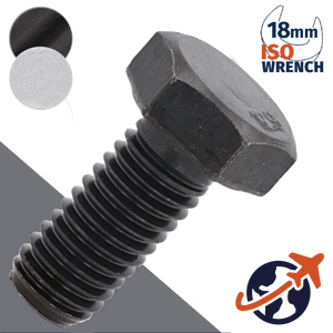 M12X1.75 ISO Hex Bolt,Steel 12.9 Zinc Plated,ISO 4014/4017 - 18mm WAF