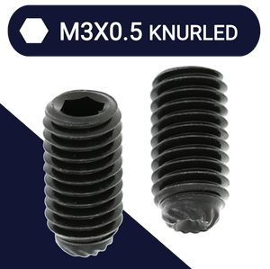 M3X0.5 Knurled Point Allen Set Screw - Steel 45H Black