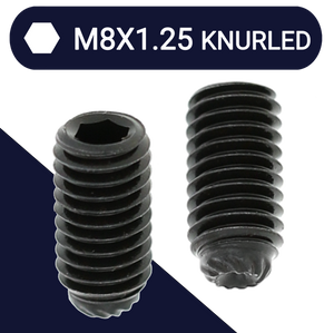 M8X1.25 Knurled Point Allen Set Screw - Steel 14H Black