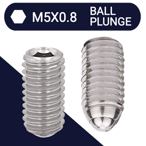 M5X0.8 Ball Plunge Point Set Screw - 304 Stainless 