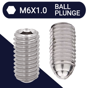 M6X1.0 Set Screw,Stainless Steel,Ball Plunge Point