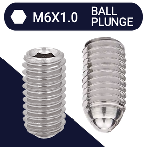 M6X1.0 Set Screw,Stainless Steel,Ball Plunge Point