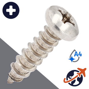 M2.9 Phillips Pan Head Tapping Screw - A4 Stainless DIN 7981-C