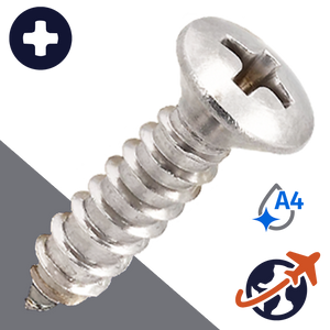 M3.9 Phillips Oval Head Tapping Screw - A4 Stainless DIN 7983-C