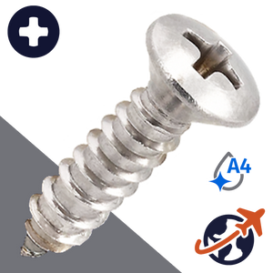M4.8 Phillips Oval Head Tapping Screw - A4 Stainless DIN 7983-C