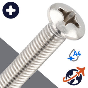 M3X0.5 Oval Head Screw Phillips - A4 Stainless DIN 966