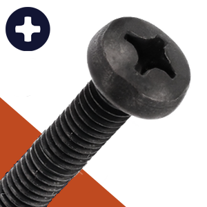 M6X1.0 Pan Head Phillips,Stainless + Black Oxide,DIN 7985