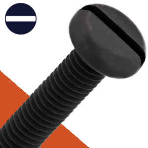 M6X1.0 Pan Head Slotted,Stainless + Black Oxide,DIN 85