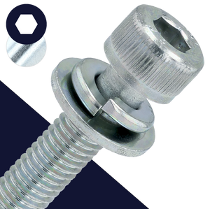 M8X1.25 Socket Head SEMS FW + LW - Steel 10.9 Zinc