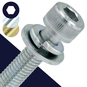 M6X1.0 Socket Head SEMS FW + LW - Steel 10.9 Zinc
