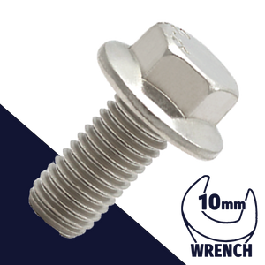 M6X1.0 Flange Bolt,A2-70 Stainless,DIN 6921 / 10mm Wrench