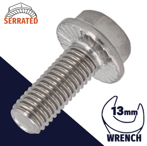 M8X1.25 Serrated Flange Bolt,A2-70 Stainless,DIN 6921 / 13mm Wrench