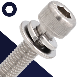 M5X0.8 SEMS Socket Head,Stainless Steel,Flat + Lock Washer