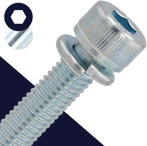 M4X0.7 SEMS Socket Head,Steel 10.9 Zinc Plated,Captive Lock Washer