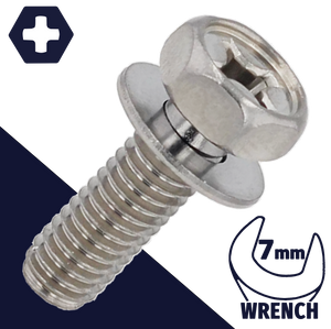M4X0.7 Hex Phillips SEMS,Stainless Steel,Flat Washer