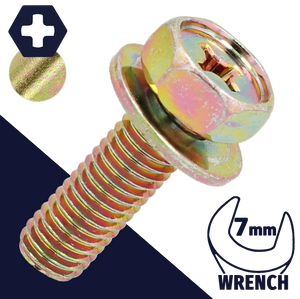 M4X0.7 Hex Phillips SEMS,Steel Yellow Zinc,Flat Washer