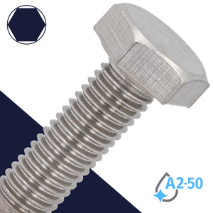 M12X1.25 Hex Head Cap Screw - A2-70 Stainless DIN 961