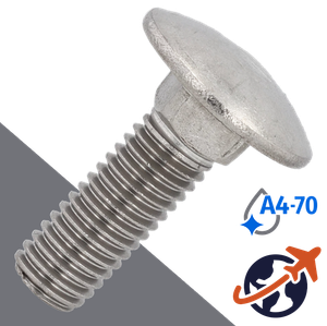M10X1.5 Carriage Bolt,A4-70 Marine Stainless,DIN 603
