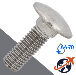 M10X1.5 Carriage Bolt,A4-70 Marine Stainless,DIN 603