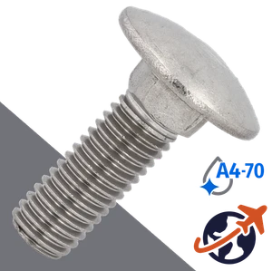M10X1.5 Carriage Bolt,A4-70 Marine Stainless,DIN 603