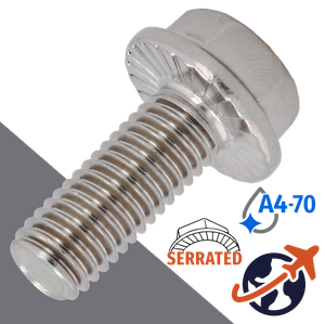 M10X1.5 Serrated Flange Bolt,A4-70 Marine Stainless,DIN 6921