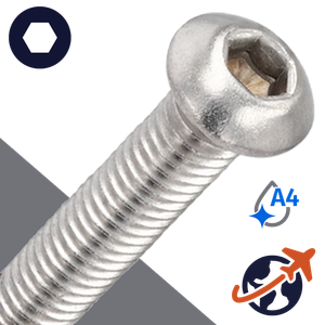 M10X1.5 Button Head,A4 Stainless Steel,ISO 7380-1