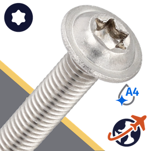 M3X0.5 Torx Button Flange,ISO 7380-2 TX,A4 Stainless Steel