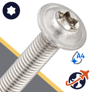 M3X0.5 Torx Button Flange,ISO 7380-2 TX,A4 Stainless Steel