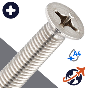 M2.5X0.45 Phillips Flat Head,DIN 965,A4 Stainless Steel