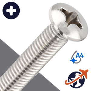 M3X0.5 Phillips Oval Head,DIN 966,A4 Stainless Steel
