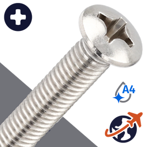 M3X0.5 Phillips Oval Head,DIN 966,A4 Stainless Steel