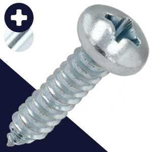 M3.9 Pan Phillips Tapping,Steel Class 4.6 Zinc,DIN 7981-C