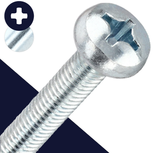 M2.5X0.45 Pan Head Phillips,Steel Class 4.8 Zinc,DIN 7985