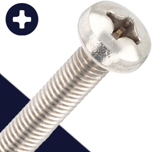 M6X1.0 Pan Head Phillips,Stainless Steel A2,DIN 7985