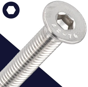 M8 Flat Socket Head,Stainless Steel A2,Countersunk DIN 7991