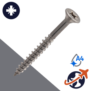 M3.5 Pozidrive Flat Head,Wood Thread,A4 Stainless Steel