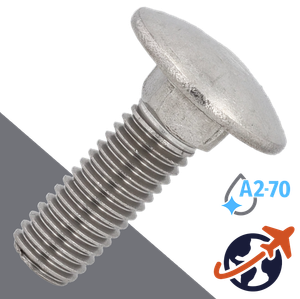 M10X1.5 Carriage Bolt,A2-70 Stainless,DIN 603
