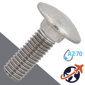 M10X1.5 Carriage Bolt,A2-70 Stainless,DIN 603