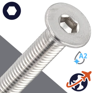 M10X1.5 Flat Head,A2 Stainless,ISO 10642