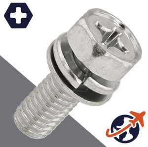 M3X0.5 Hex Phillips SEMS,A2 Stainless Steel,Flat+Lock Washer / Wrench 5.5mm