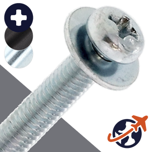 M2X0.4 Pan Phillips SEMS,Flat Washer OD: 6mm,Steel, Zinc Plated