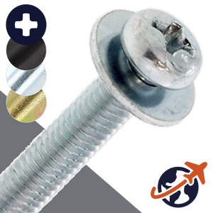 M4X0.7 Pan Phillips SEMS,Flat Washer OD: 10mm,Steel, Zinc Plated