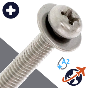 M2.6X0.45 Pan Phillips SEMS,Flat Washer OD: 7.5mm,Stainless