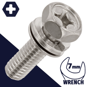 M4X0.7 Hex Phillips SEMS Stainless, Flat + Lock Washer