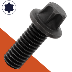 M6X1.0 External Six Lobe Flange Bolt Black Stainless DIN 34800