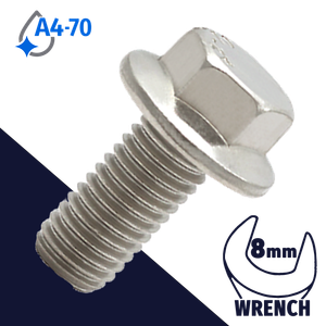 M5X0.8 Hex Head Flange Bolt - A4-70 Stainless DIN 6921