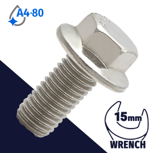 M10X1.5 Hex Head Flange Bolt - A4-80 Stainless DIN 6921