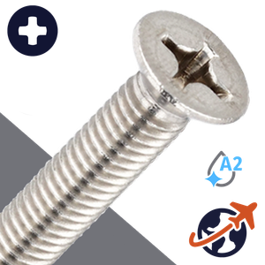 M5X0.8 Phillips Flat Head - A2 Stainless Steel DIN 965