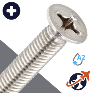 M6X1.0 Phillips Flat Head - A2 Stainless DIN 965