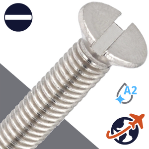 M3.5X0.6 Slotted Flat Head - A2 Stainless DIN 963